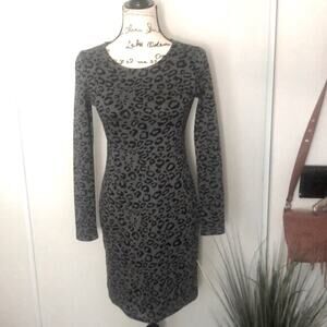 Banana Republic Animal Print Long Sleeve Scoop Neck Dress size 2